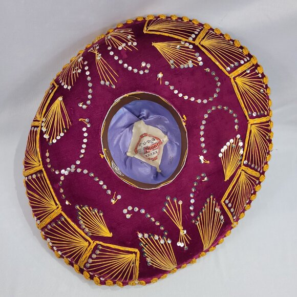 Pigalle Calidad Prestigio Luna Sombrero Vintage 1970s Mexico Velour Hat XXXXX - Picture 2 of 6